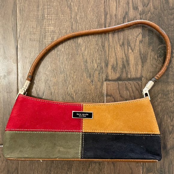 Kate Spade Suede Color Block Shoulder Bag Purse